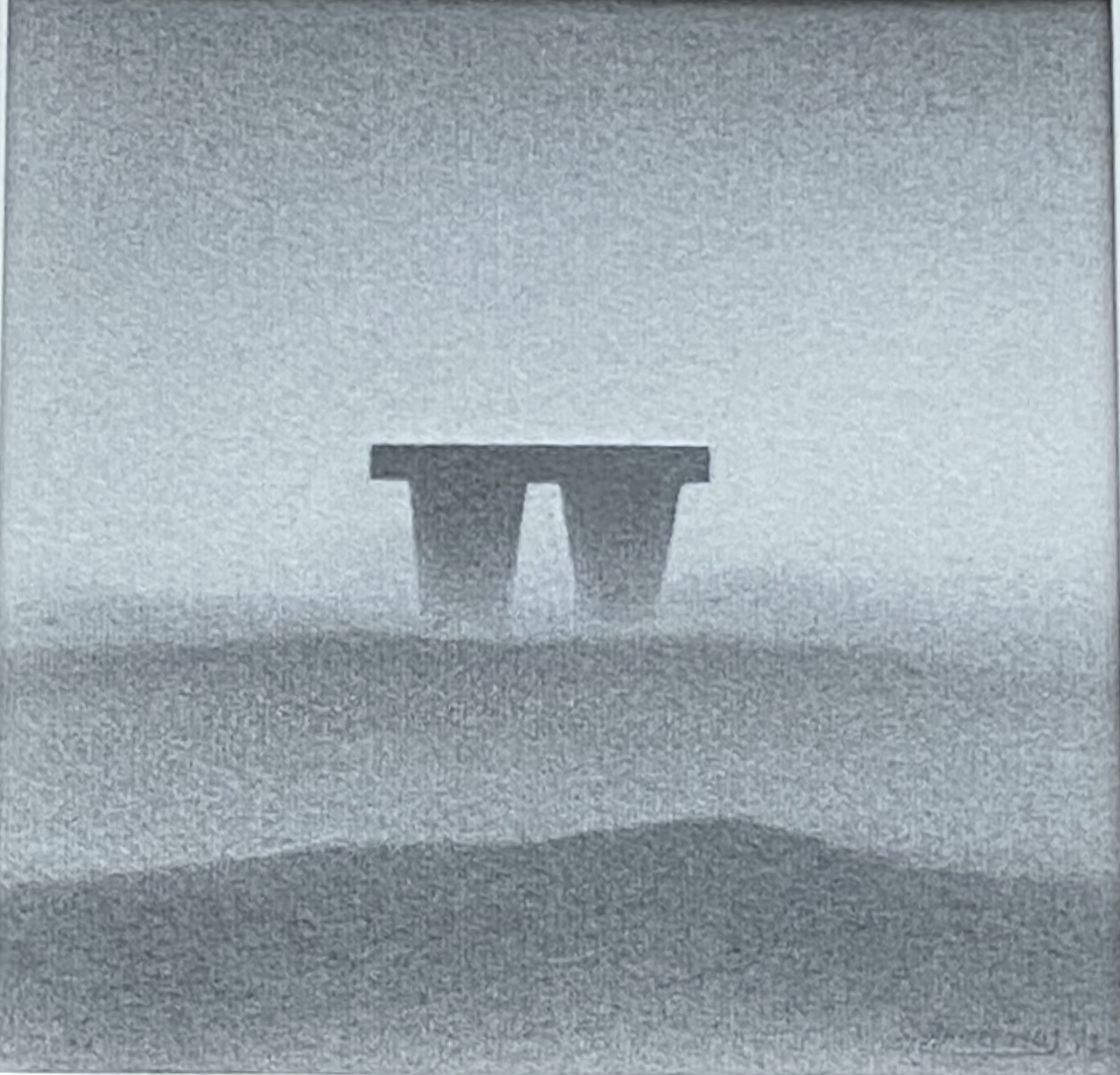 Trevor Grimshaw - Monolith in a Landscape 1979 - graphite, framed, size: 10x10cm SOLD