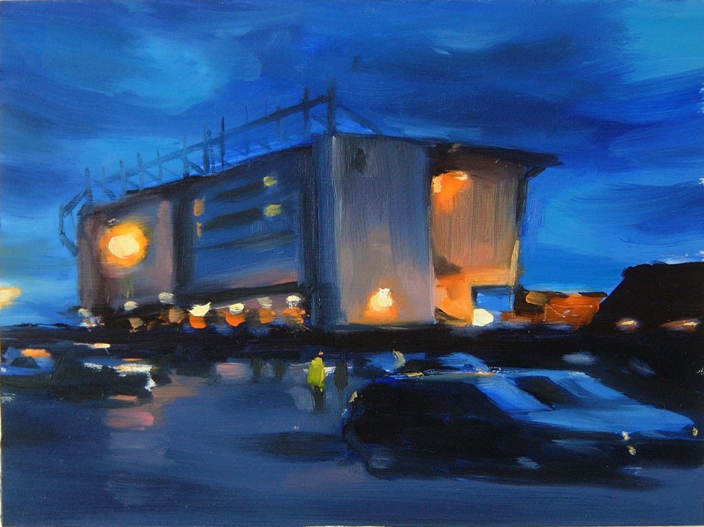 Main Road, Twilight - Size: 24 x 31cm - £185 (print only) - £255 (mounted and framed)