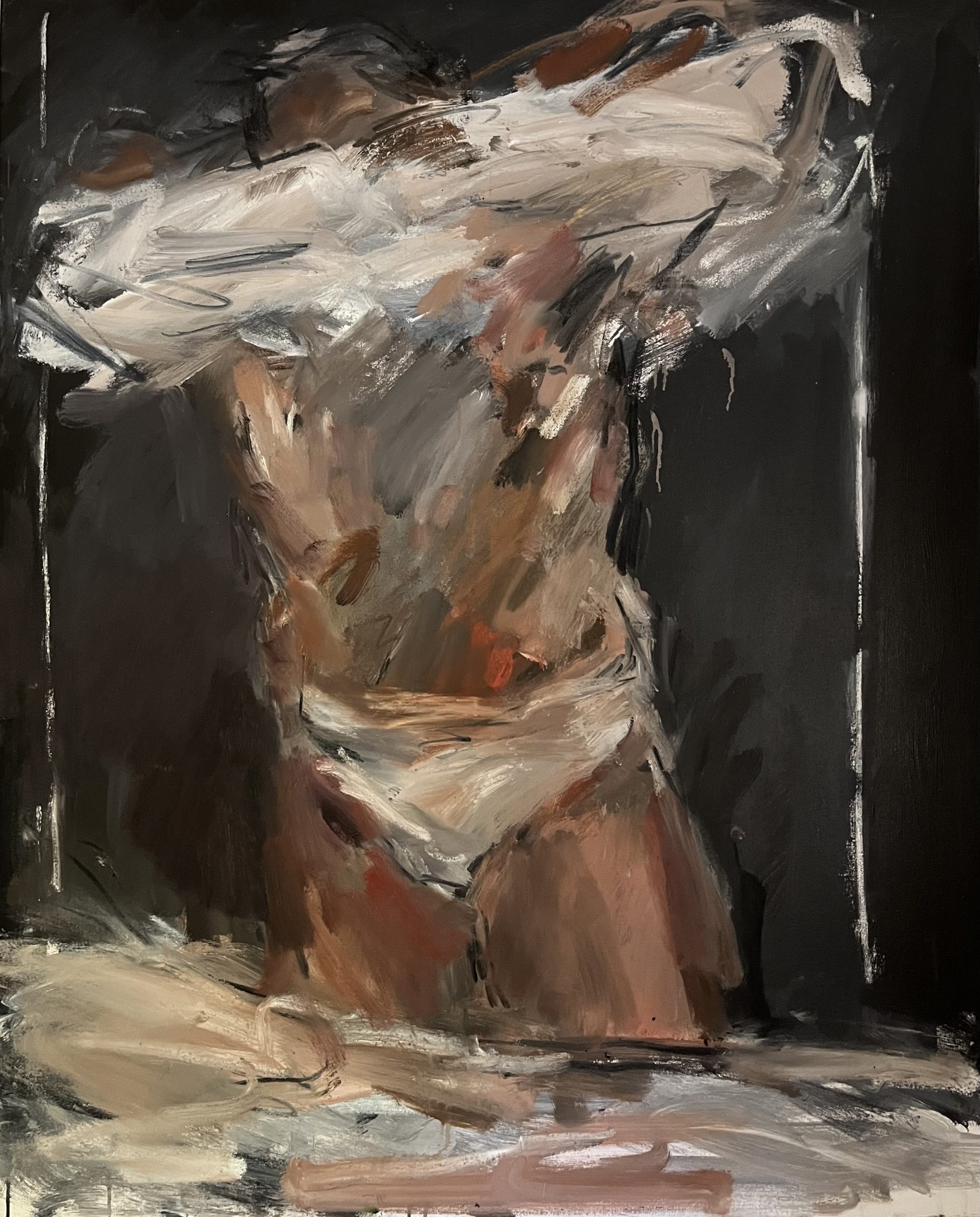 Ghislaine Howard - Man Dressing - Acrylic on canvas, size: 122x99cm £5,750