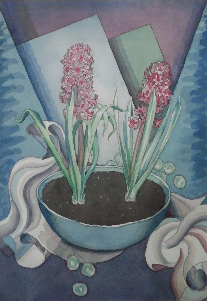 Albert Wainwright - Two Hyacinths in a Bowl - watercolour, size: 24.5x34.5cm £750