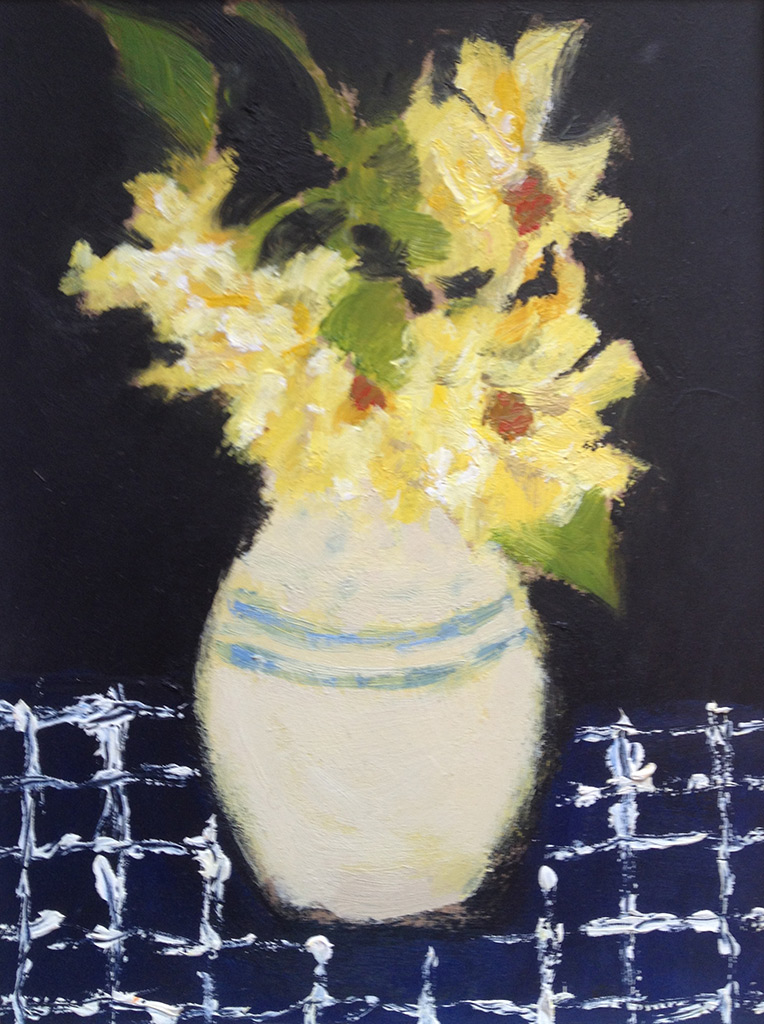 Michael Howard - Yellow Roses - oil on board, framed size: 20x15cm £375