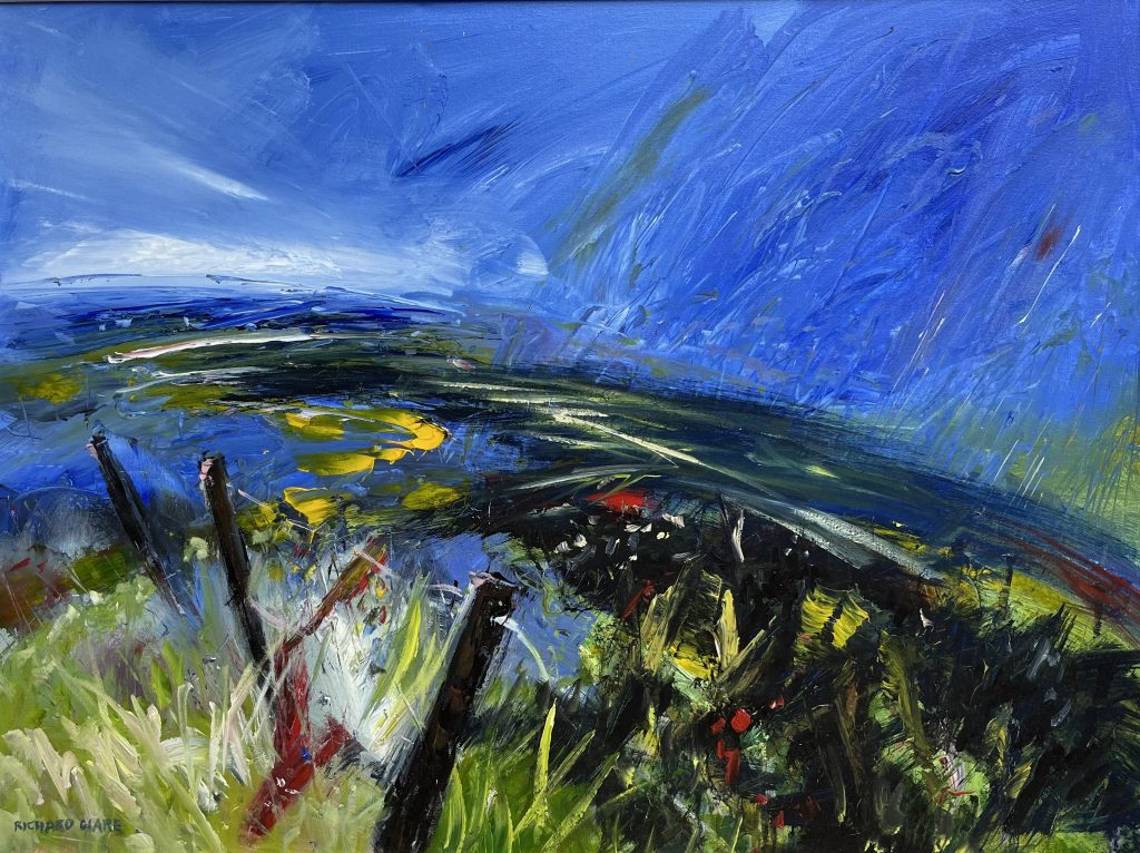 Richard Clare - Moorland Fence - 76x100cm, acrylic on canvas, SOLD