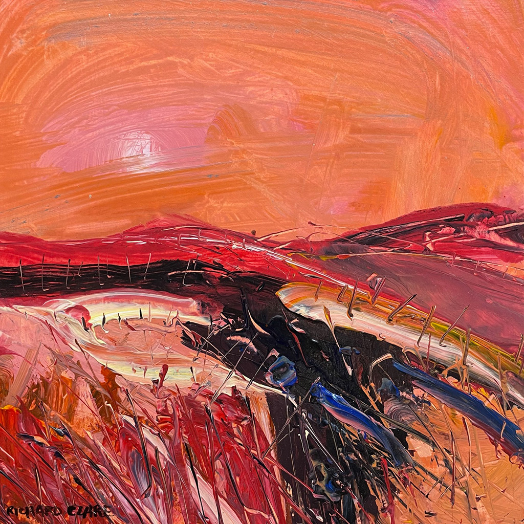Richard Clare - Sunset Across the Moors - acrylic on board, size: 25x25cm £525