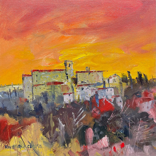 Richard Clare - Tuscan Sunset - oil on board, size: 25x25cm £525
