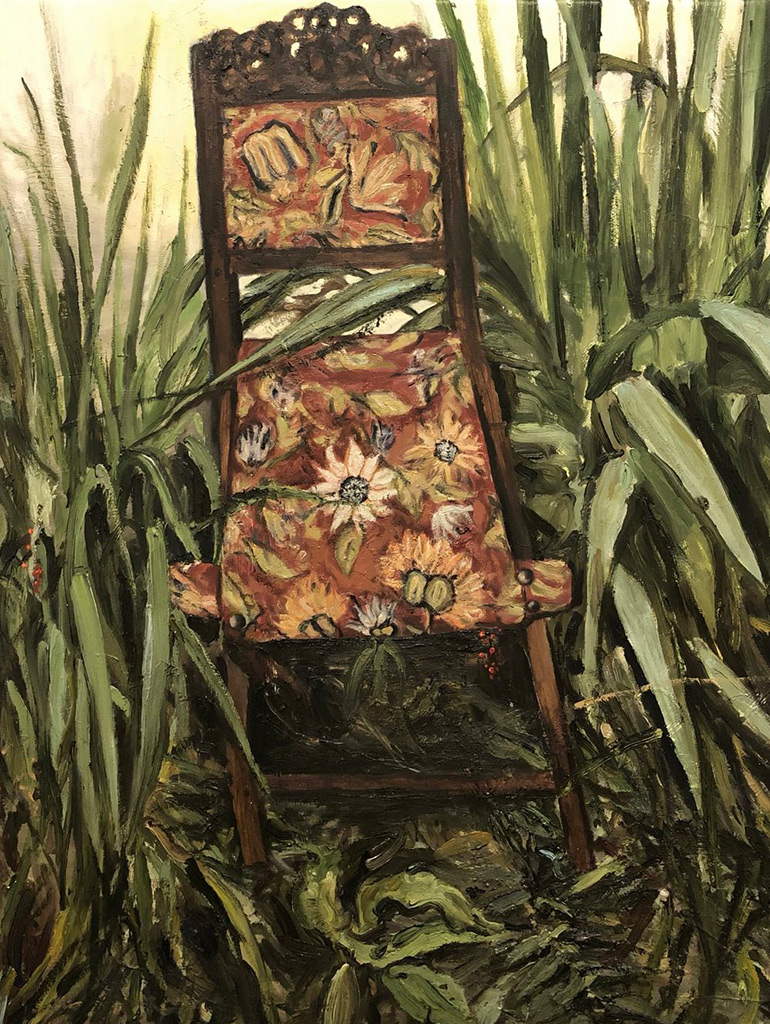 Simon Hadley Attard - Chair in a Garden (Second State) - oil on canvas, size: 60x45cm SOLD