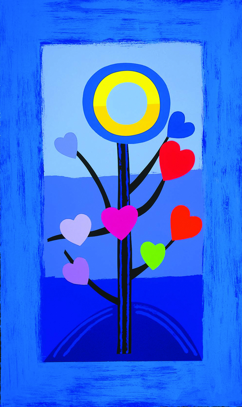 Terry Frost - Blue Love Tree - Limited edition silkscreen print with collaged elements (5/85). Framed. Size: 100x61cm £3,500